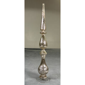 Vintage Style Tree Topper/ Finial 18" Glass Clear Silver Sparkle Benefits Chrty